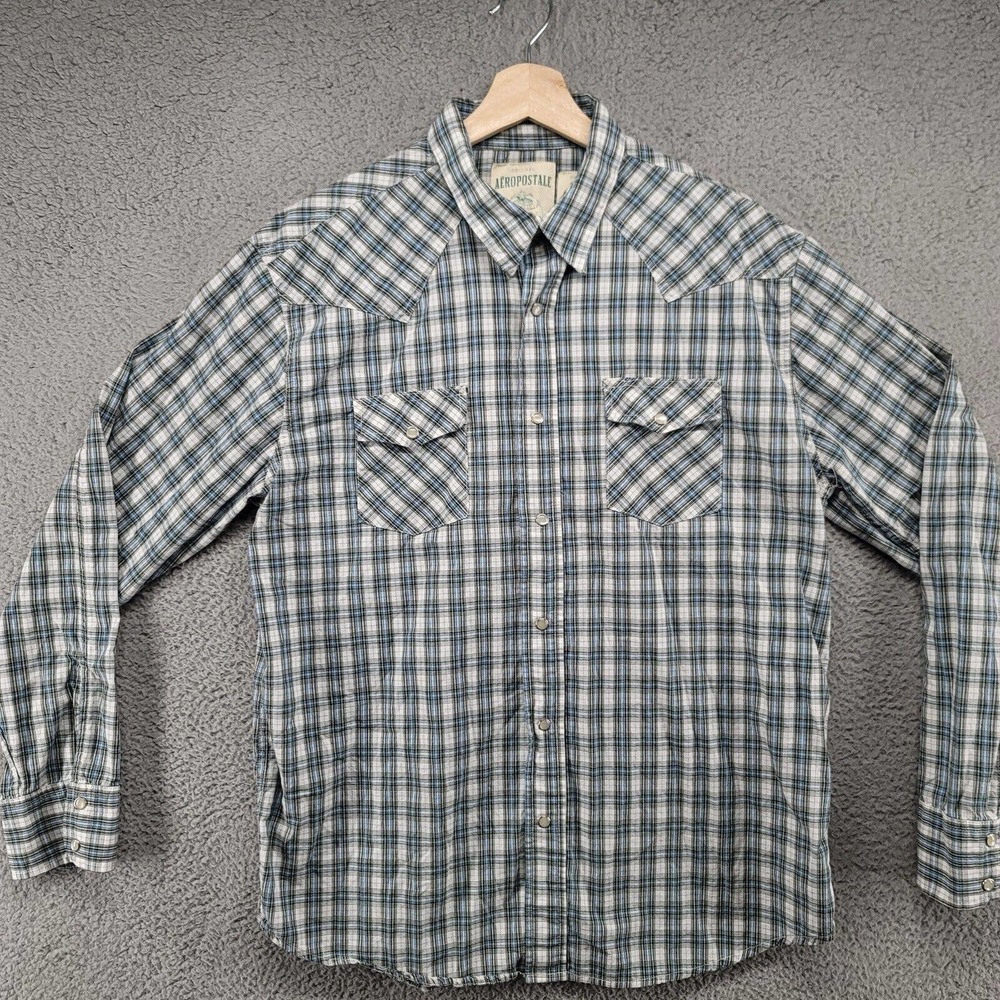 Aeropostale Shirt Men's Large long sleeve western style pearl snaps button up